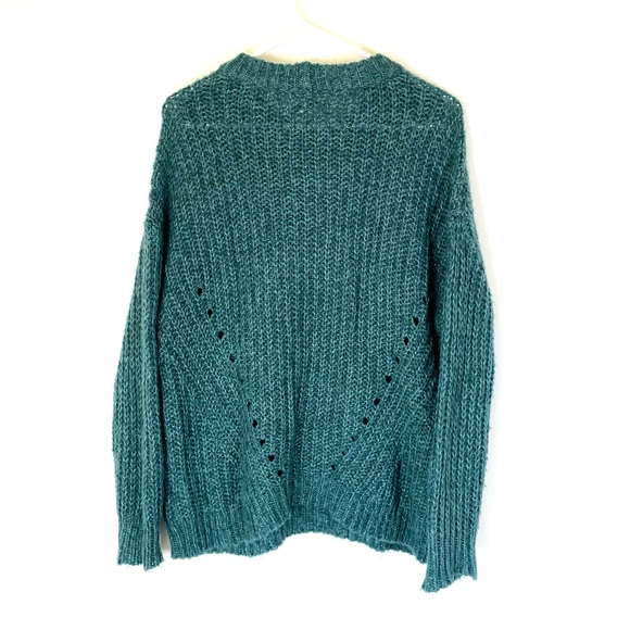 American Eagle Teal Crewneck Pointelle Knit Sweater Size small - Picture 6 of 7